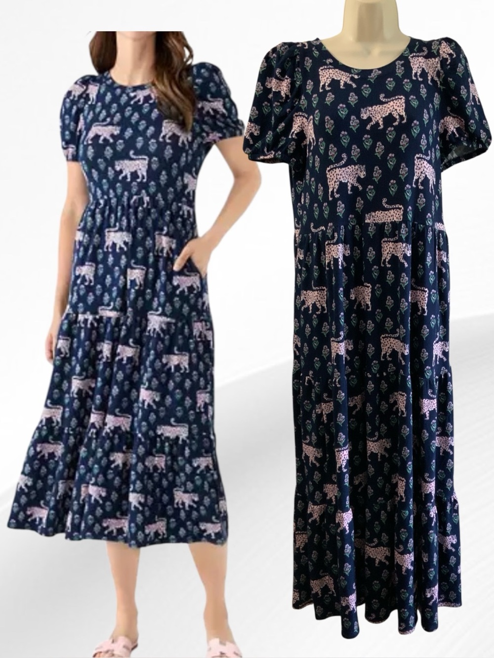 Crown and Ivy Tiered Maxi Dress with Pink Leopards Size Small NWT MSRP $60